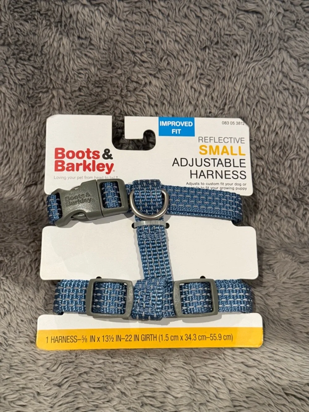 NWT Boots & Barkley Reflective Adjustable Dogs Harness - Denim Blue